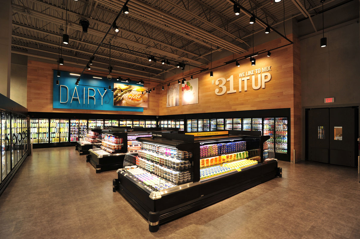 Dairy section in grocery store