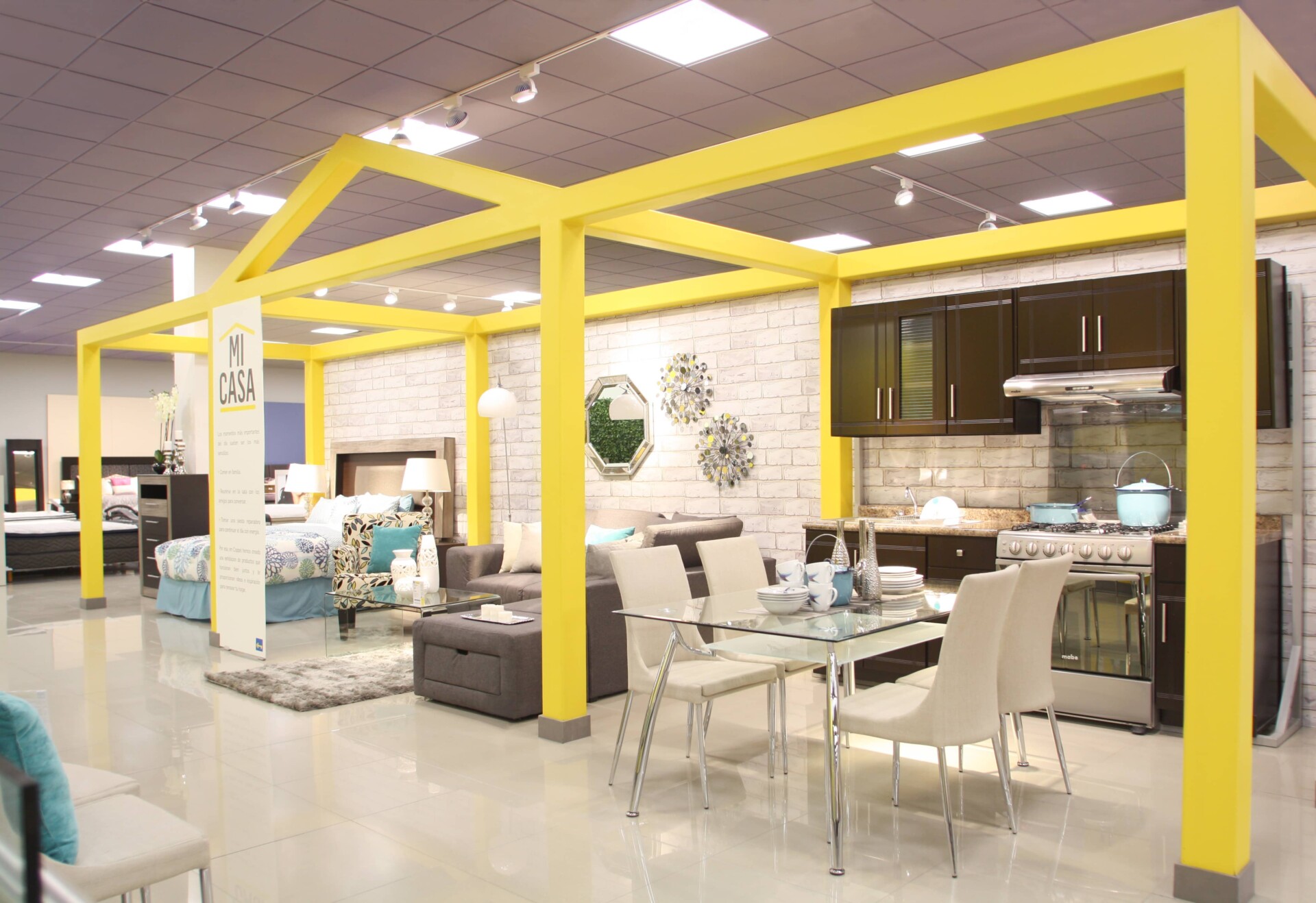 Retail display showcasing furniture and home environment