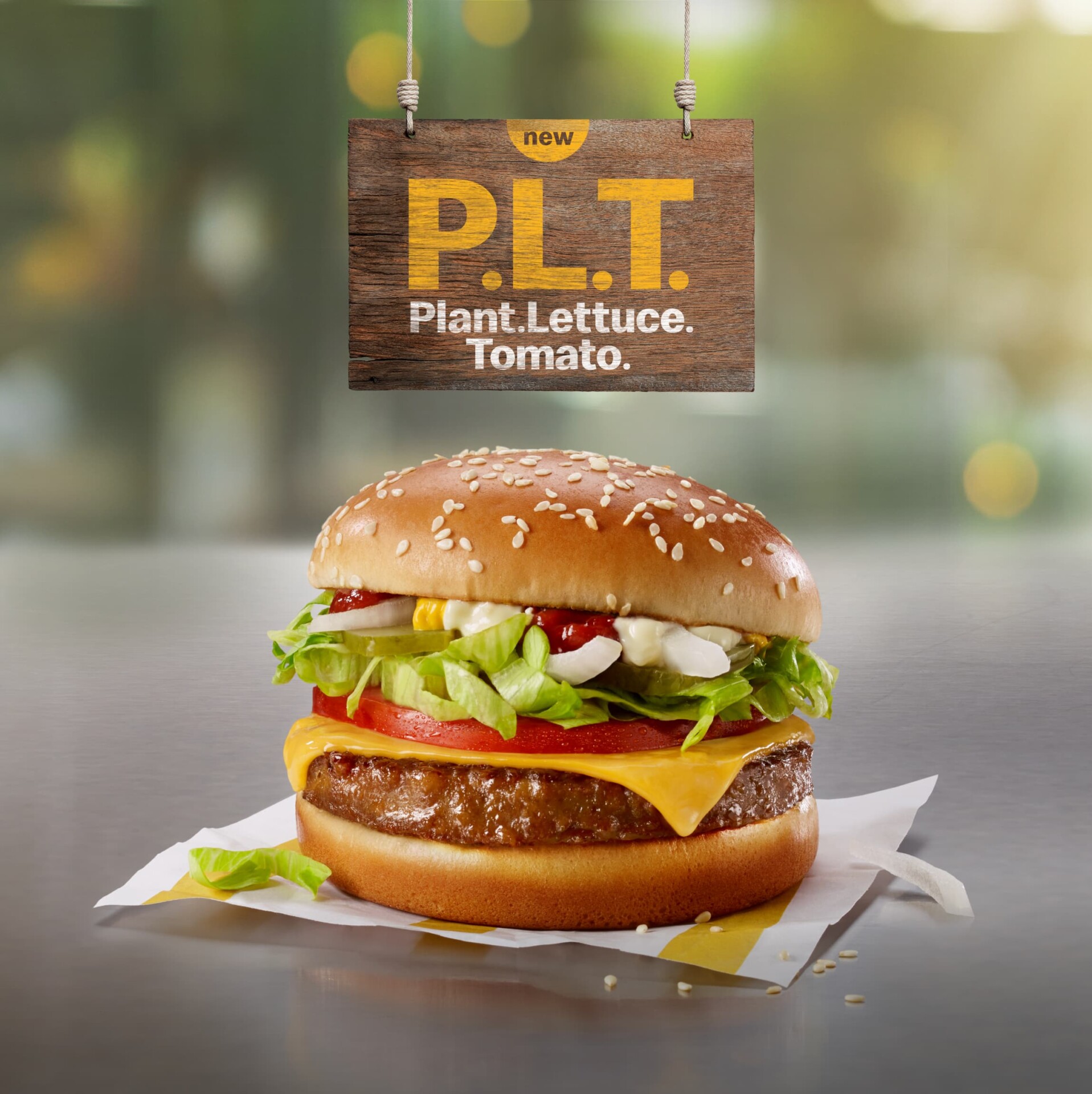 Example of Product brand positioning with McDonald's - a burger with a sign above